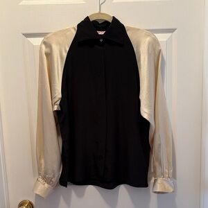 Vintage Elegant Black and Cream Blouse